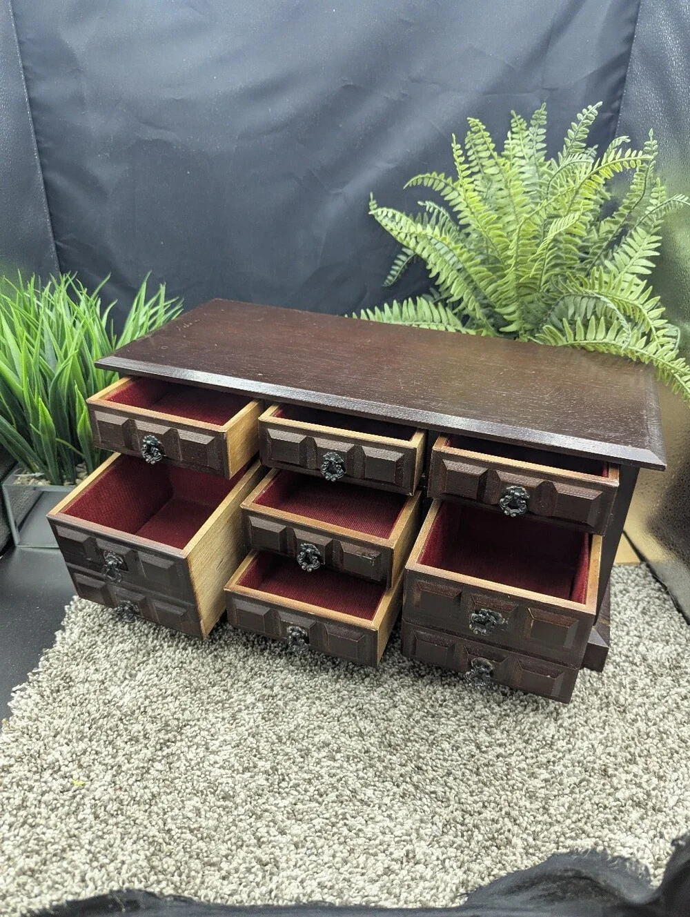 Vintage Price Import Japan Jewelry Music Box 7 Drawer 15.25”x7”x7.5” Working